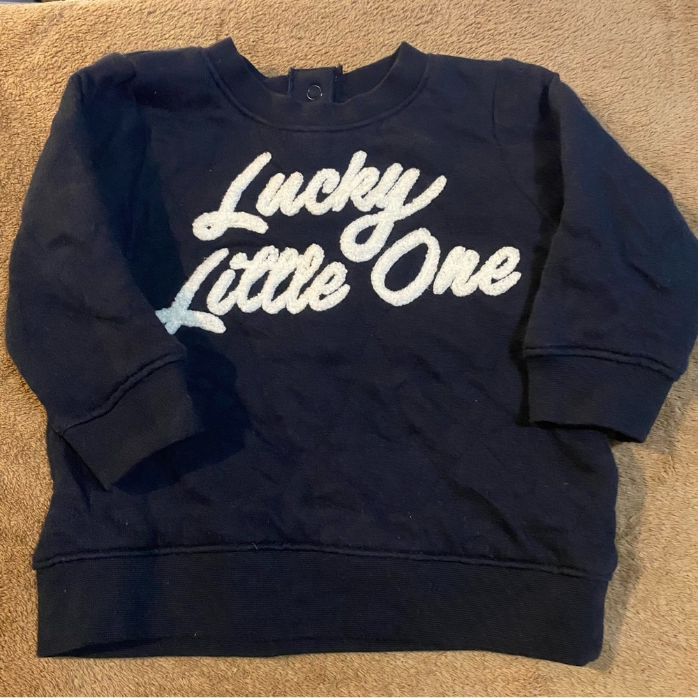 EUC H&M Navy Blue "Lucky Little One" Kids Sweatshirt (Size 4-6 Months)